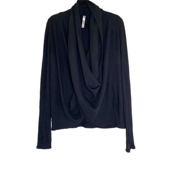 Fabletics Black Austin Wrap Thumb Hole Twist Front Cardigan Small - Picture 1 of 10